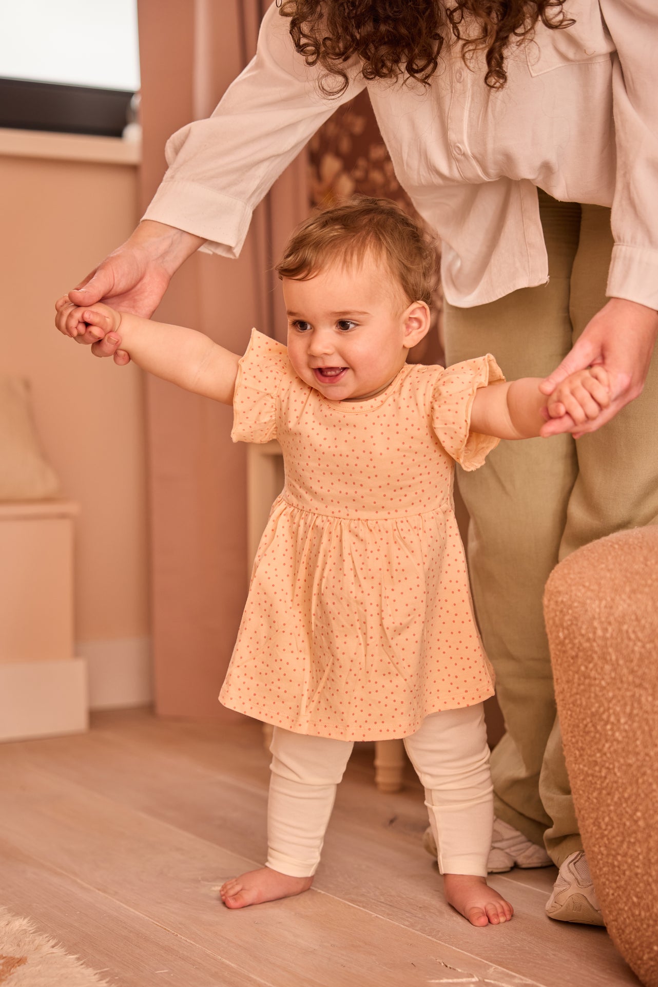 Pack 2 Vestidos de Algodón con Flores Durazno para Bebé Niña