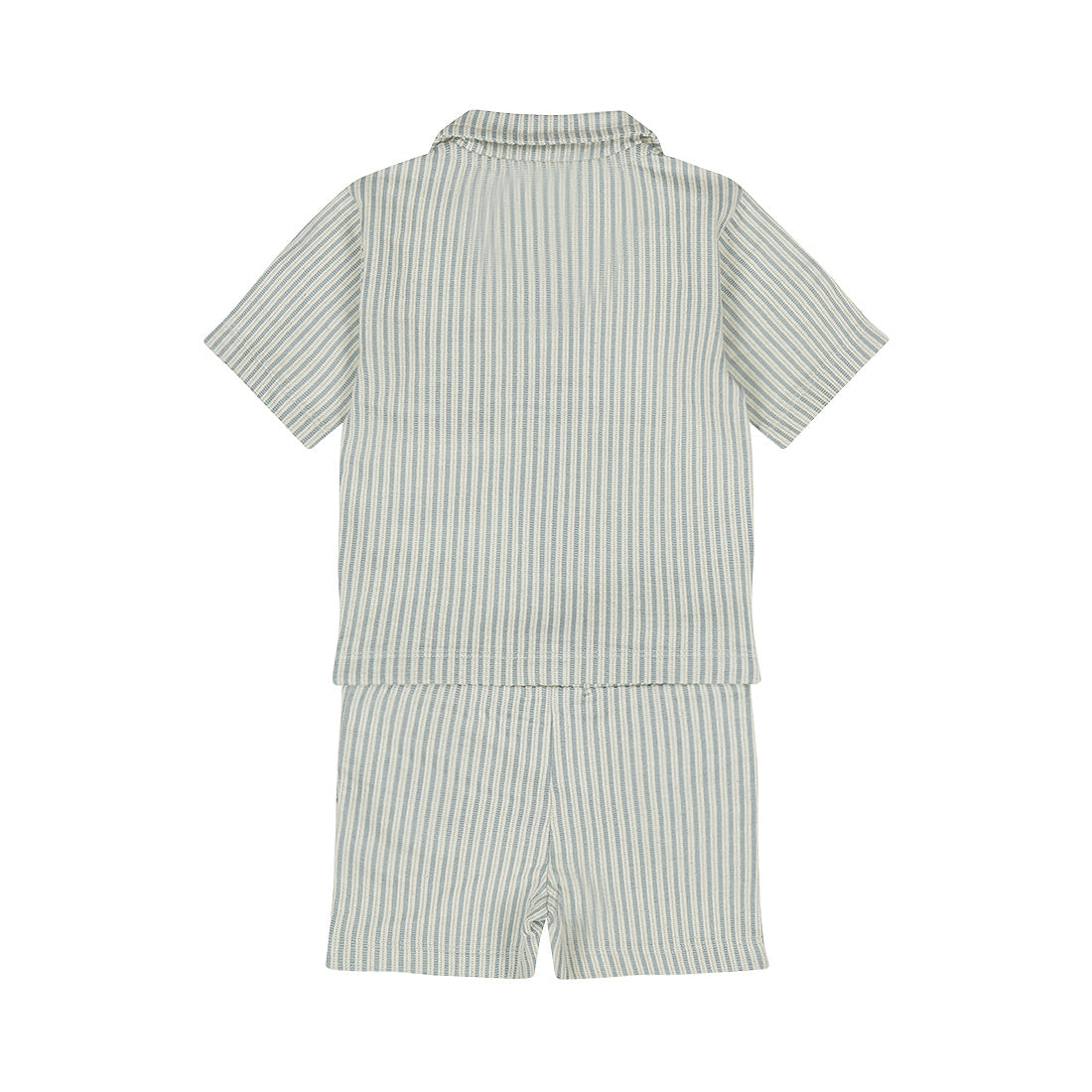 Conjunto Camisa y Short de Algodón a Rayas Azul para Niño