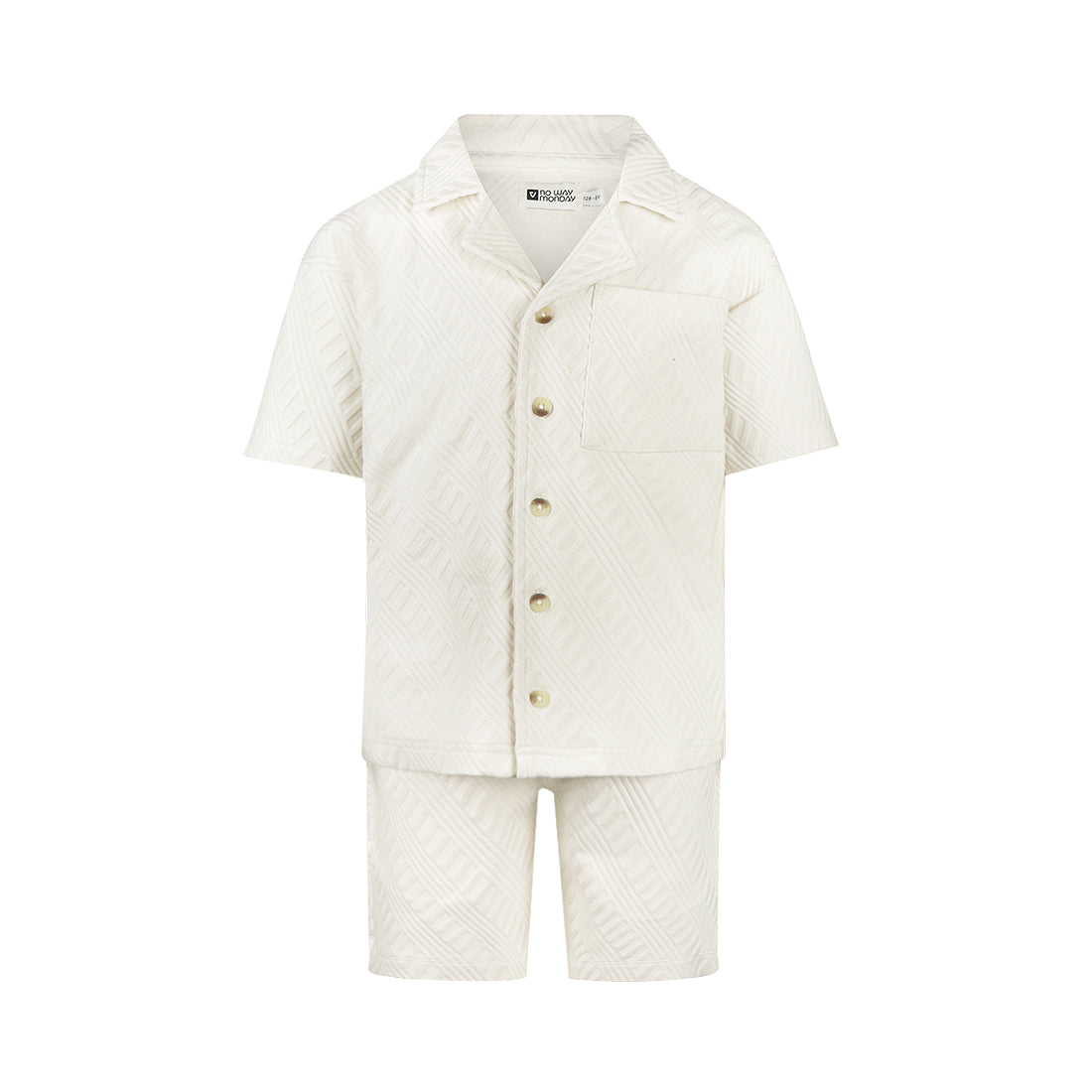 Conjunto de Camisa y Short Algodón Beige para Niño