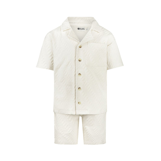 Conjunto de Camisa y Short Algodón Beige para Niño