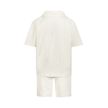 Conjunto de Camisa y Short Algodón Beige para Niño