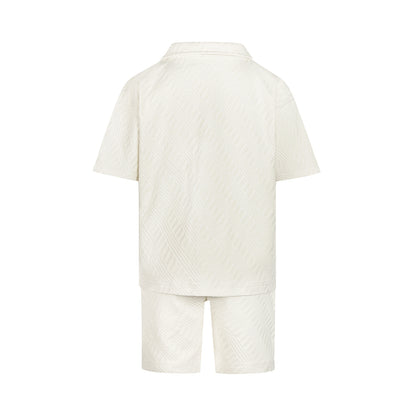 Conjunto de Camisa y Short Algodón Beige para Niño