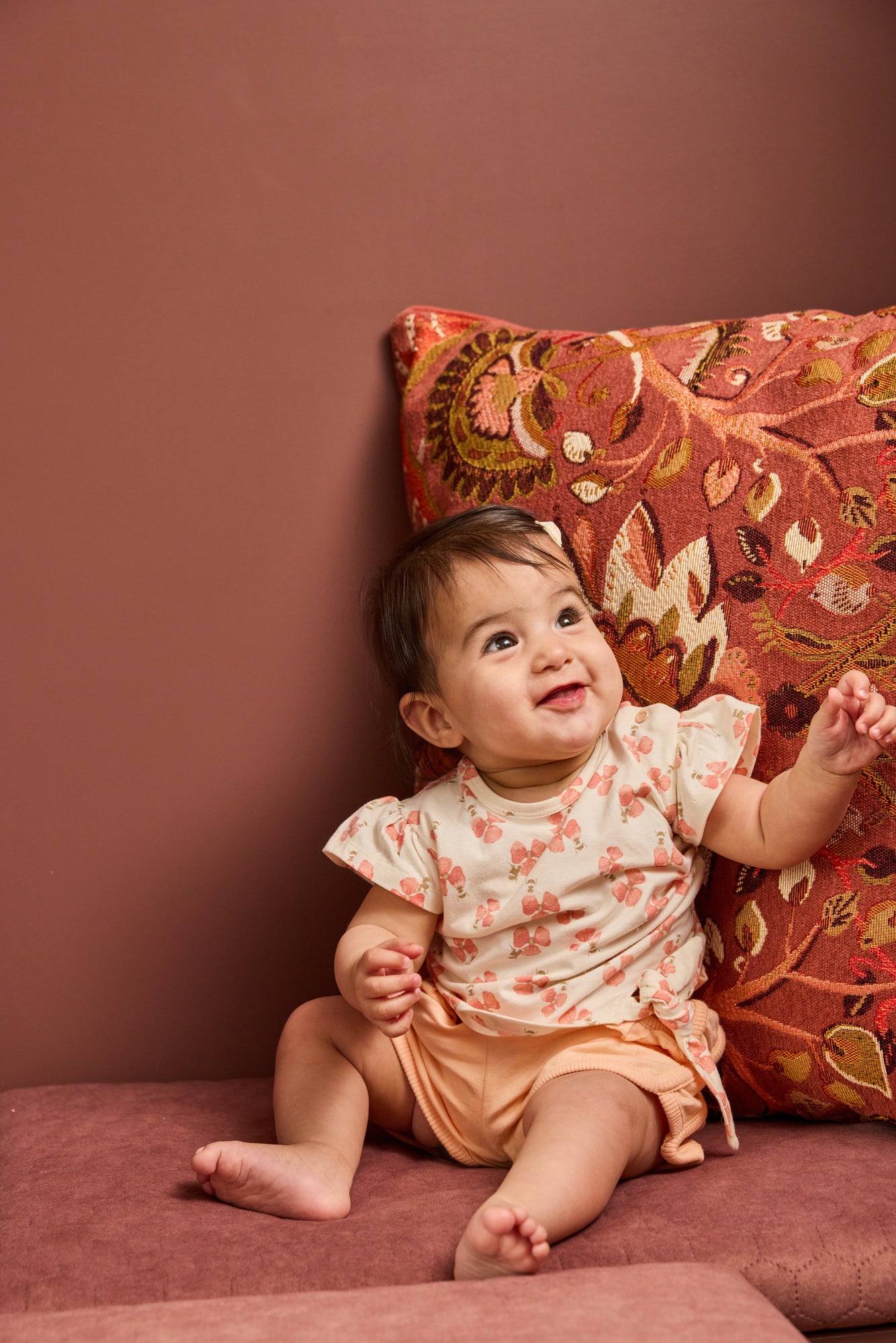 Playera de Algodón con Estampado de Flor Rosa para Bebé