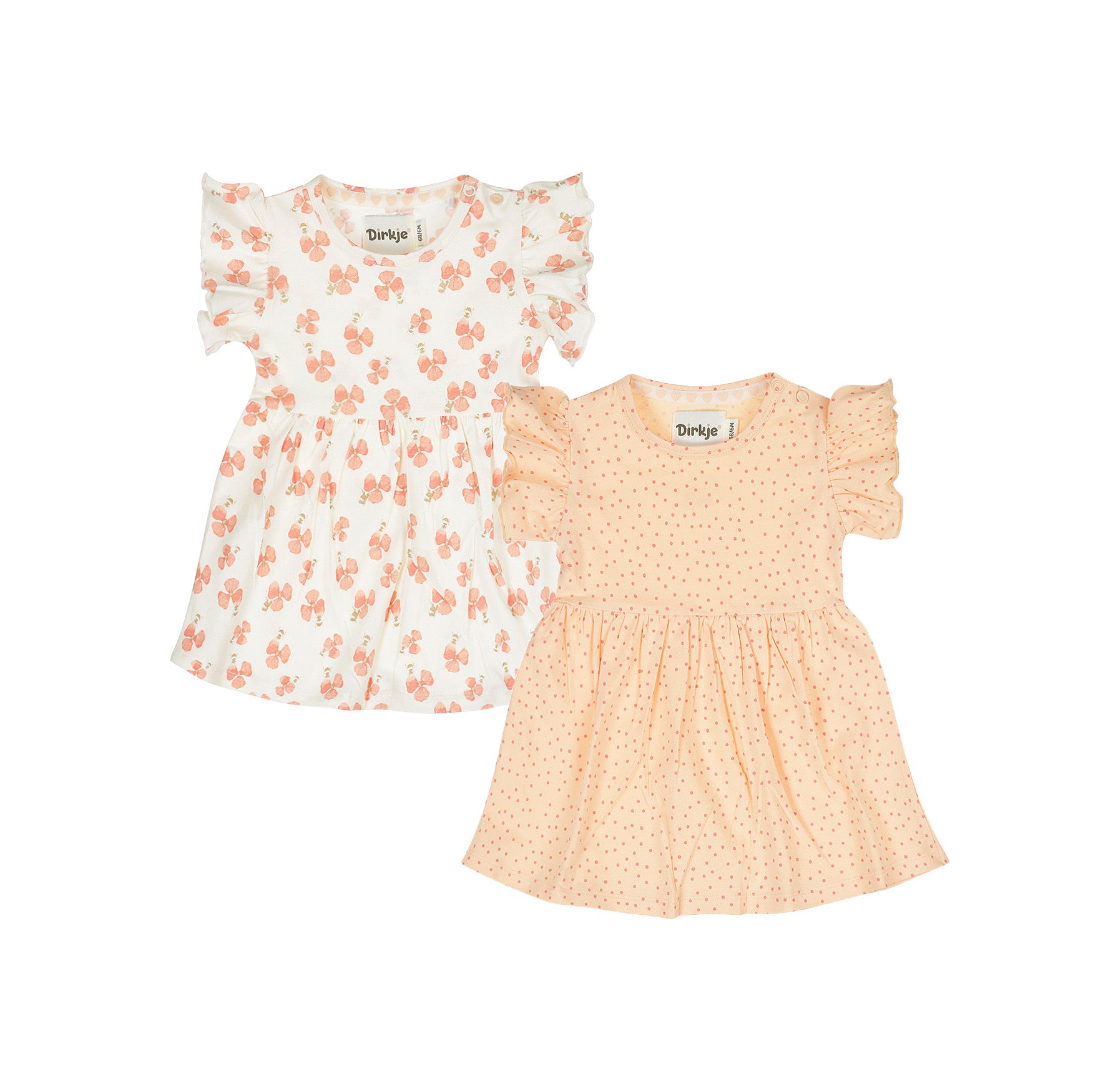 Pack 2 Vestidos de Algodón con Flores Durazno para Bebé Niña