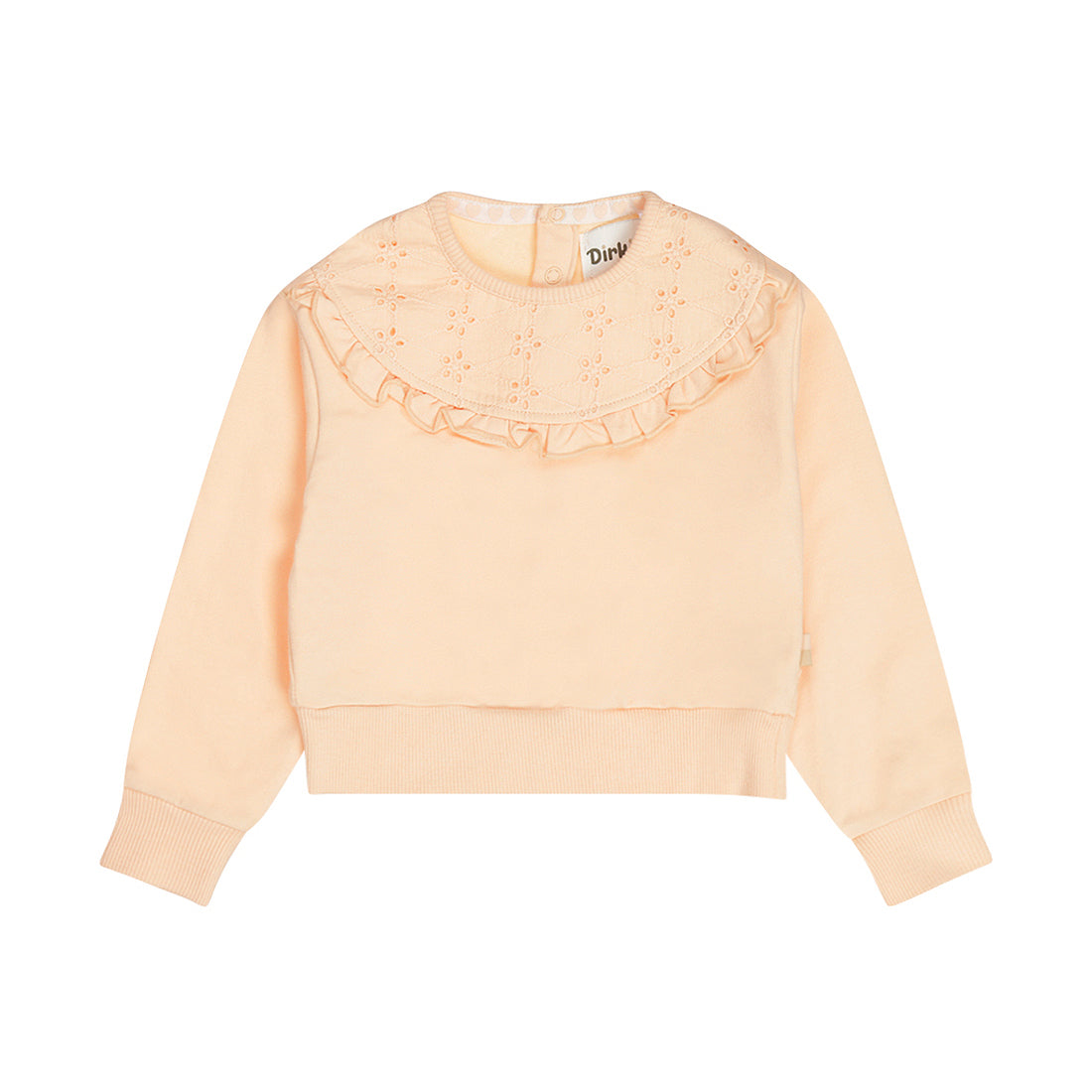 Sudadera de Algodón Durazno con Bordado y Olán para Niña