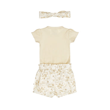 Conjunto 3 Piezas Pañalero, Short y Diadema de Algodón para Bebé