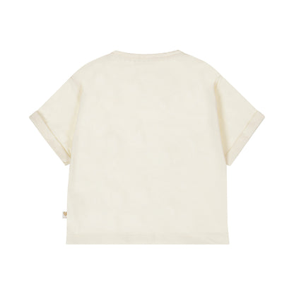 Playera de Algodón Hueso con Bordado al Centro para Bebé Niña