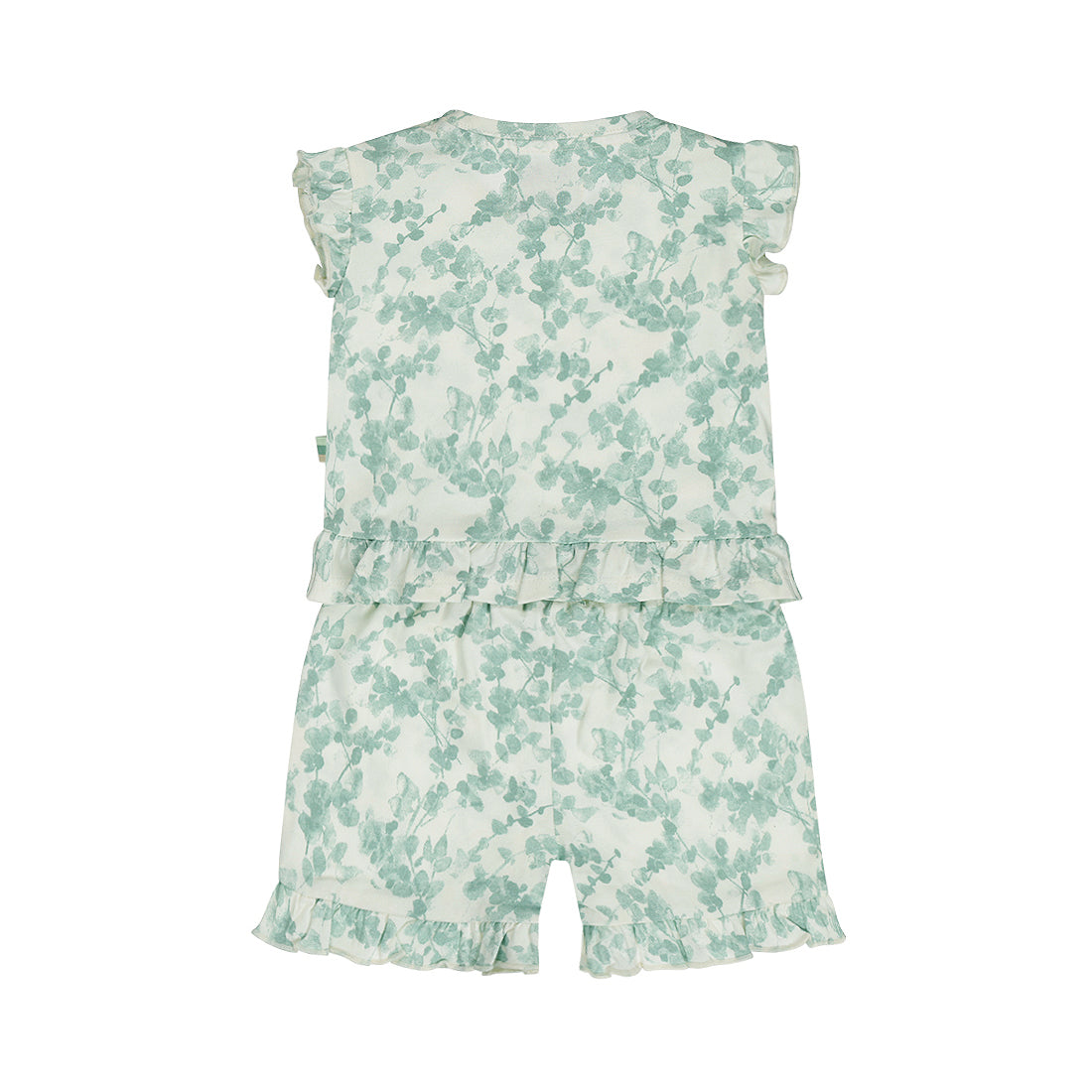 Conjunto Blusa y Short de Algodón con Estampado de Plantas para Niña