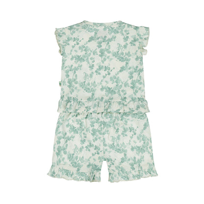 Conjunto Blusa y Short de Algodón con Estampado de Plantas para Niña