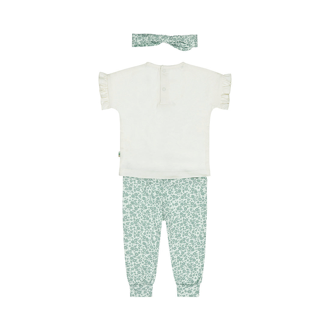 Conjunto 3 Piezas Playera, Legging y Diadema Verde Aqua para Niña