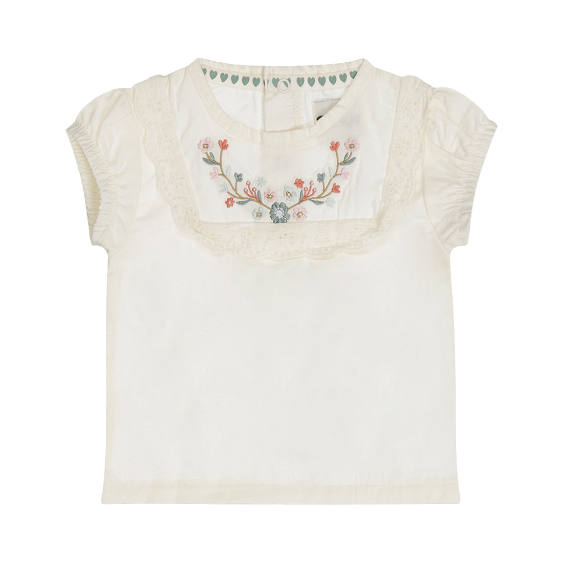 Blusa 100% Algodón con Bordado Mexicano de Flores para Niña