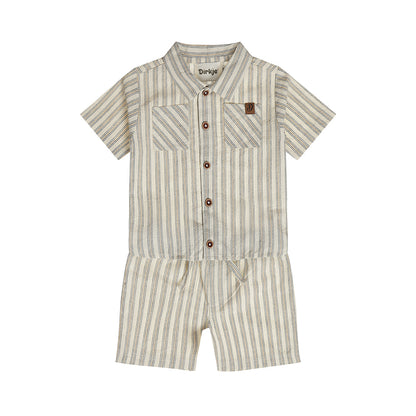 Conjunto Camisa y Short 100% Algodón a Rayas para Niño