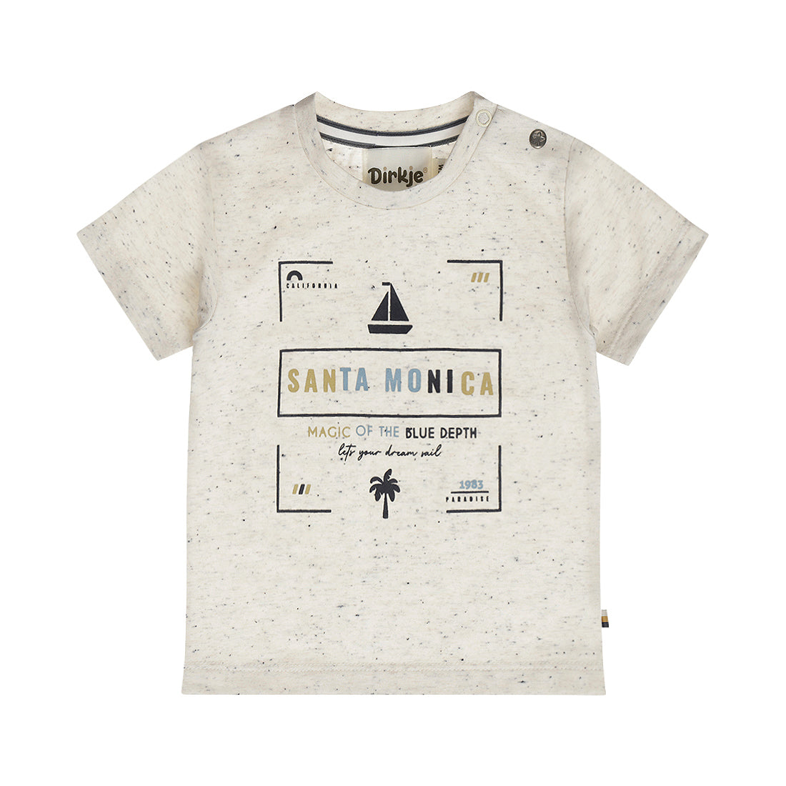 Playera Jaspeada de Algodón Estampado Santa Monica para Niño