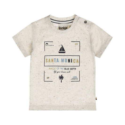 Playera Jaspeada de Algodón Estampado Santa Monica para Niño