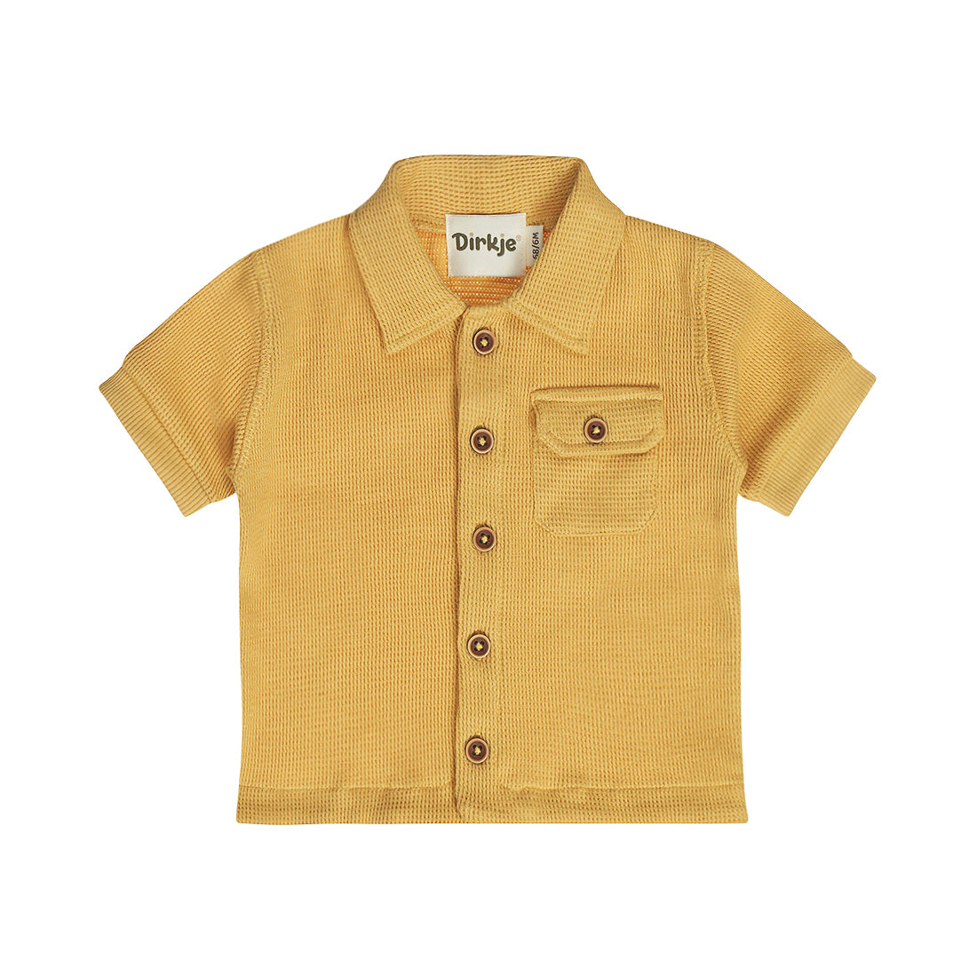 Camisa de Algodón Mostaza con Textura Tejida para Niño