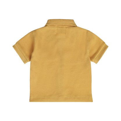 Camisa de Algodón Mostaza con Textura Tejida para Niño