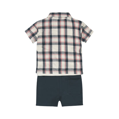 Conjunto 3 Piezas Camisa, Playera y Short de Algodón Time to Travel para Niño