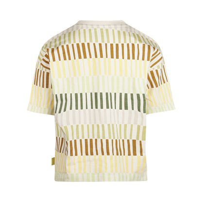 Playera Oversize de Algodón Beige con Recuadros de Color para Niño