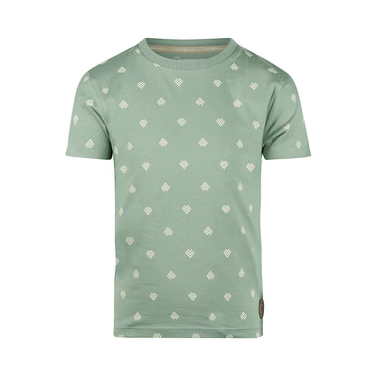 Playera de Algodón Verde Full Print de Flechas para Niño