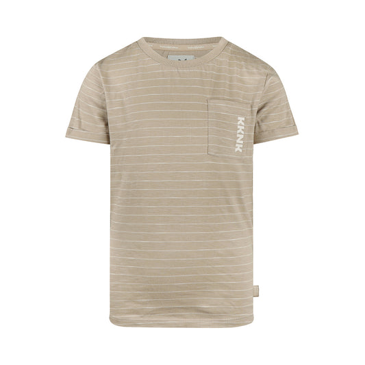 Playera 100% Algodón Café de Rayas para Niño