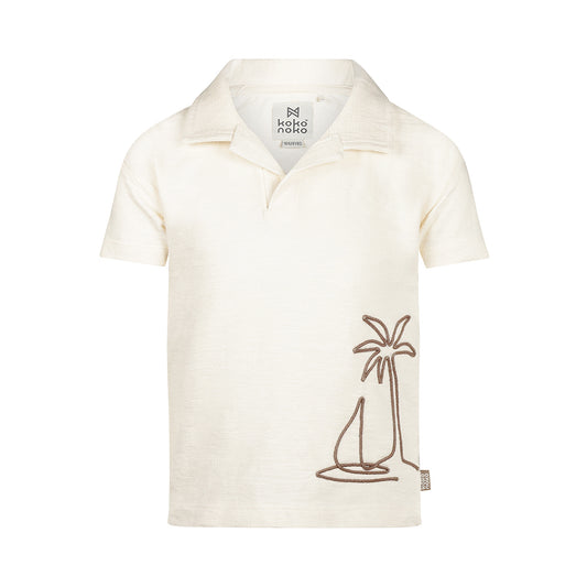 Polo 100% Algodón Beige con Bordado de Palmera para Niño