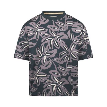 Playera de Algodón Azul Marino con Estampado de Palmeras para Niño