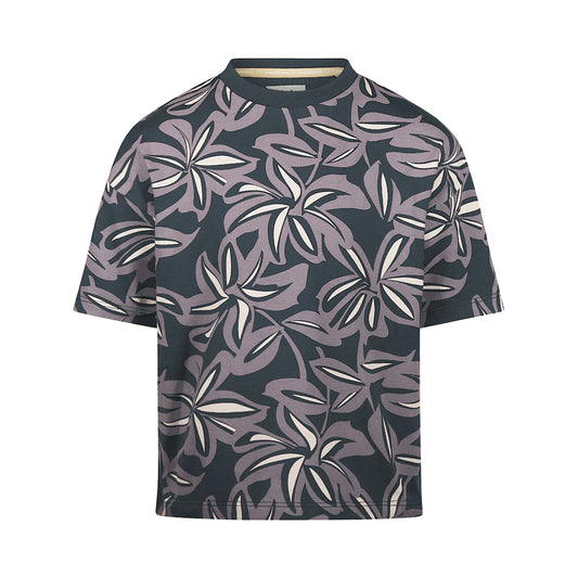 Playera de Algodón Azul Marino con Estampado de Palmeras para Niño