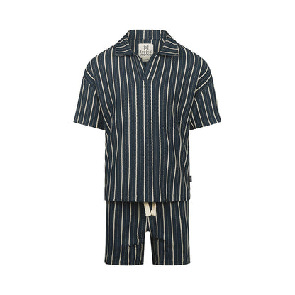 Conjunto Camisa y Short de Algodón Marino para Niño