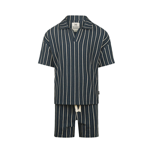 Conjunto Camisa y Short de Algodón Marino para Niño