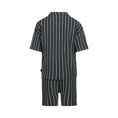 Conjunto Camisa y Short de Algodón Marino para Niño
