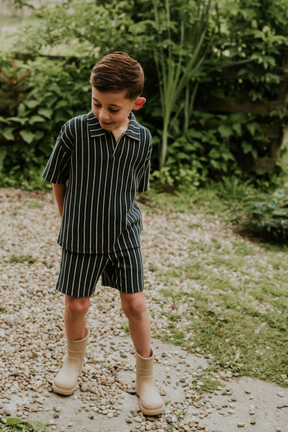 Conjunto Camisa y Short de Algodón Marino para Niño