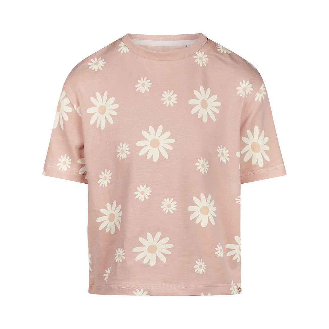 Playera Oversize de Algodón Rosa con Flores para Niña