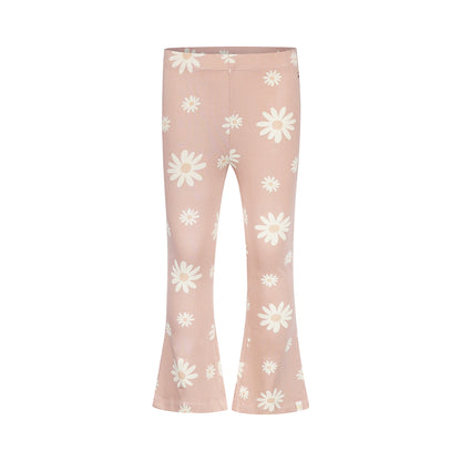 Legging Acampanado de Algodón Rosa con Flores para Niña