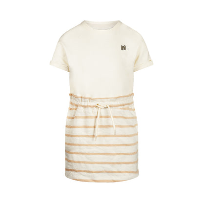 Vestido de Algodón Bicolor con Textura para Niña
