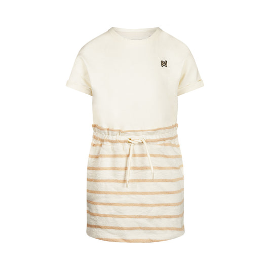 Vestido de Algodón Bicolor con Textura para Niña