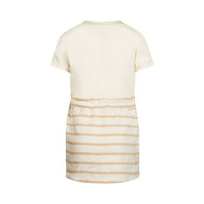 Vestido de Algodón Bicolor con Textura para Niña
