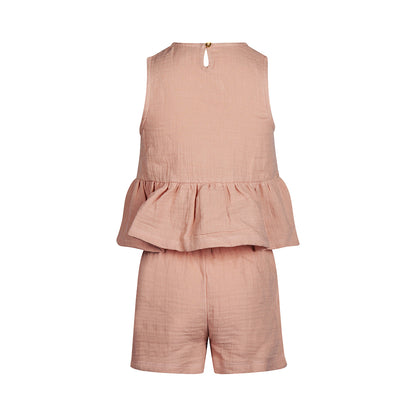 Conjunto Blusa y Short 100% Algodón Fresco con Olan para Niña