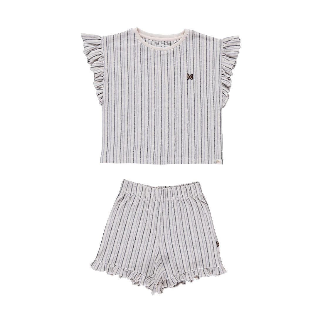 Conjunto Blusa y Short 100% Algodón con Olanes para Niña