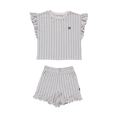Conjunto Blusa y Short 100% Algodón con Olanes para Niña