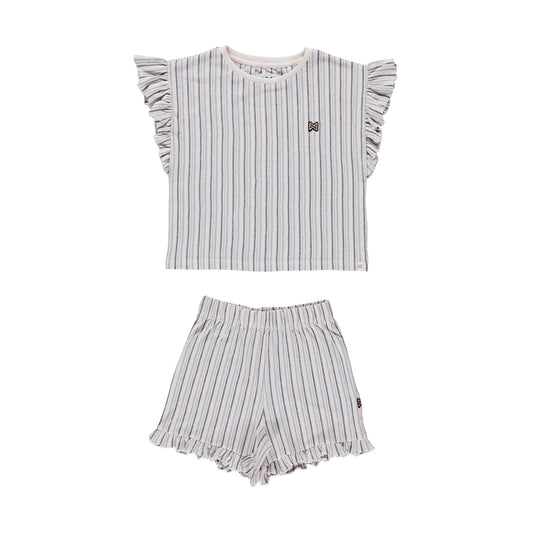 Conjunto Blusa y Short 100% Algodón con Olanes para Niña