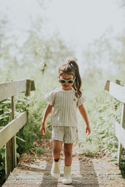 Conjunto Blusa y Short 100% Algodón con Olanes para Niña