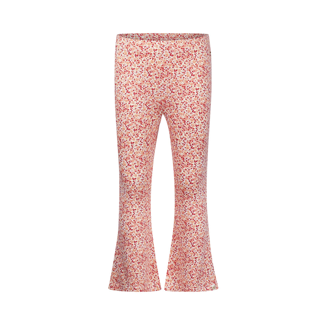 Legging Acampanado de Algodón con Flores Rosa y Naranja para Niña