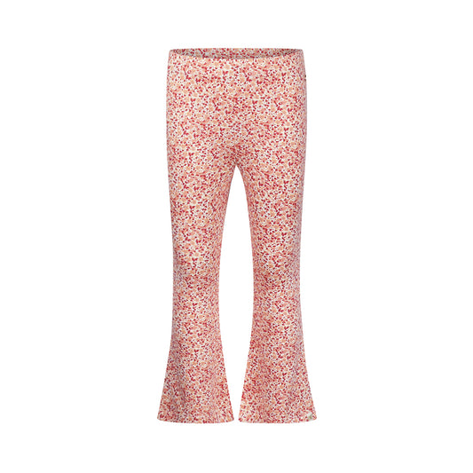 Legging Acampanado de Algodón con Flores Rosa y Naranja para Niña