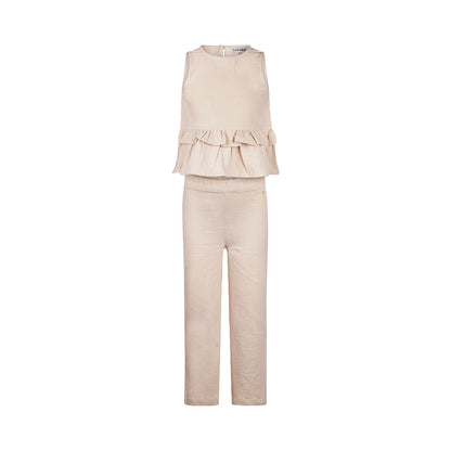 Conjunto Blusa y Pantalón Loose de Algodón con Lino para Niña