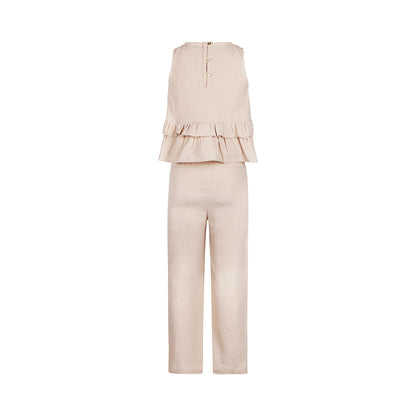 Conjunto Blusa y Pantalón Loose de Algodón con Lino para Niña