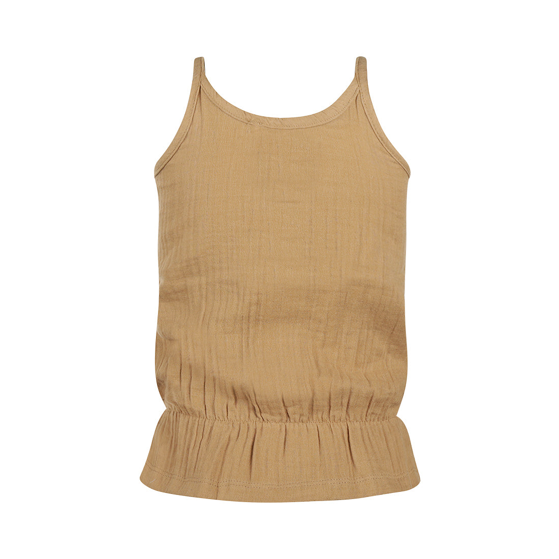 Blusa de Tirantes 100% Algodón Café con Botones Dorados para Niña