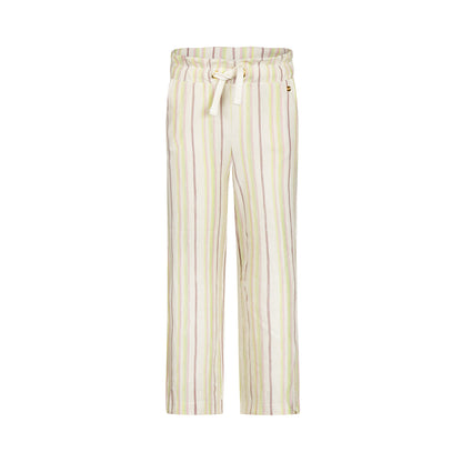 Pantalón Recto de Algodón con Rayas de Colores para Niña