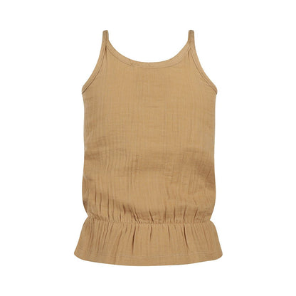 Blusa de Tirantes 100% Algodón Café con Botones Dorados para Niña - Kool KidsKOKO NOKOKool KidsN58962-4YBlusa de Tirantes 100% Algodón Café con Botones Dorados para Niña4 AñosCafé8720815611193