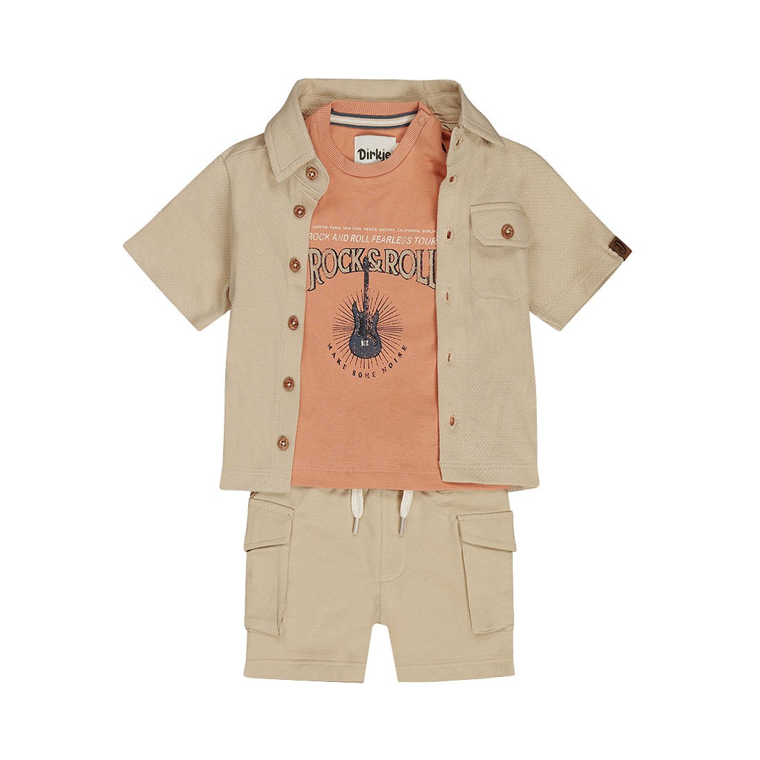 Conjunto 3 Piezas Camisa, Playera y Short de Algodón para Niño - Kool KidsDIRKJEKool KidsN58594-2YConjunto 3 Piezas Camisa, Playera y Short de Algodón para Niño2 AñosArena8720815592959