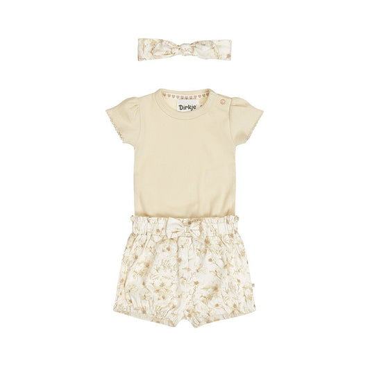 Conjunto 3 Piezas Pañalero, Short y Diadema de Algodón para Bebé - Kool KidsDIRKJEKool KidsN58341-3MConjunto 3 Piezas Pañalero, Short y Diadema de Algodón para Bebé3 MesesOff White8720815584022
